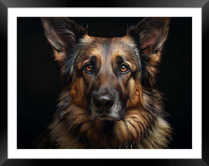 German Shepherd Dog Framed Mounted Print by K9 Art