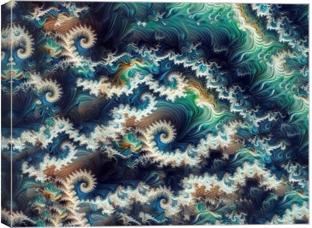 Fractal art. The ocean wave Canvas Print by kathy white