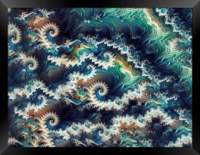 Fractal art. The ocean wave Framed Print by kathy white