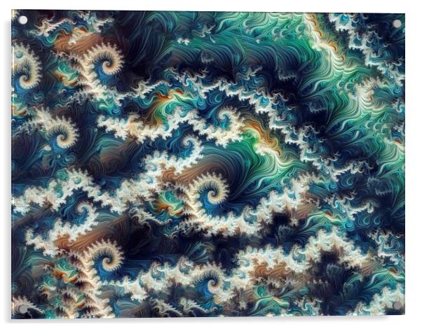 Fractal art. The ocean wave Acrylic by kathy white
