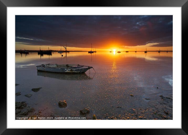 Moody sunrise at Swale Estuary Framed Mounted Print by Alan Payton