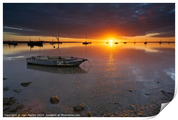 Moody sunrise at Swale Estuary Print by Alan Payton