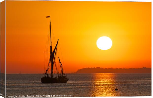 Orange sunrise over Whitstable and Thames Sailing  Canvas Print by Alan Payton