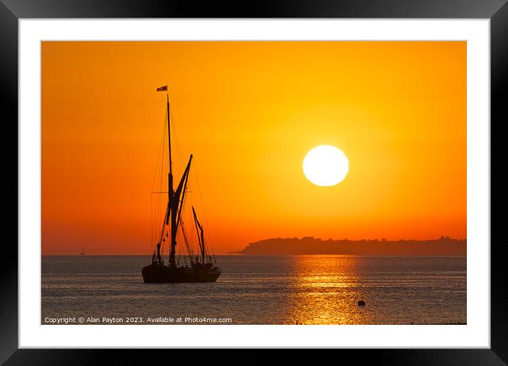 Orange sunrise over Whitstable and Thames Sailing  Framed Mounted Print by Alan Payton