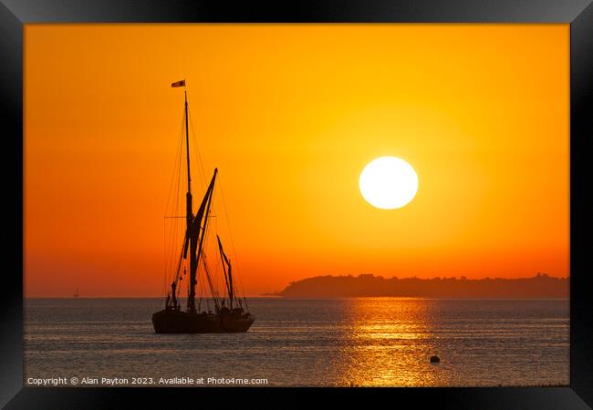 Orange sunrise over Whitstable and Thames Sailing  Framed Print by Alan Payton