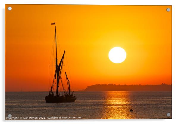 Orange sunrise over Whitstable and Thames Sailing  Acrylic by Alan Payton