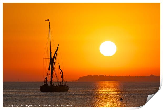 Orange sunrise over Whitstable and Thames Sailing  Print by Alan Payton