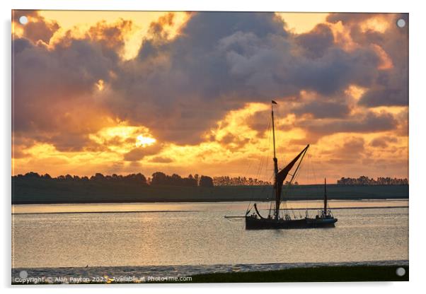 Thames barge at sunrise Acrylic by Alan Payton