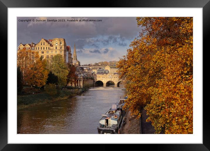 Golden autumn sunshine Pulteney Bridge Framed Mounted Print by Duncan Savidge