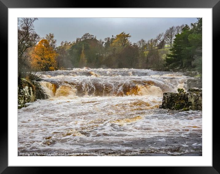 Low Force Waterfall in Full Flood after Storm Debi Nov 2023 Framed Mounted Print by Richard Laidler