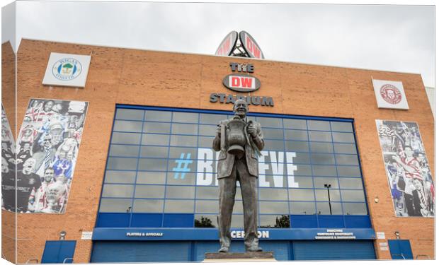 Dave Whelan statue under the DW Stadium Canvas Print by Jason Wells