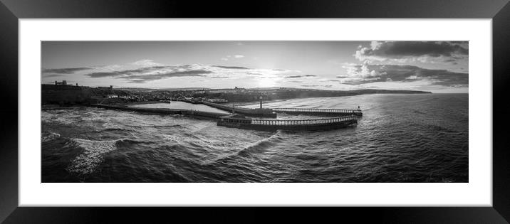 Whitby Black and White Framed Mounted Print by Apollo Aerial Photography
