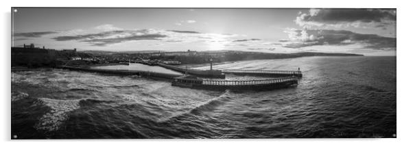 Whitby Black and White Acrylic by Apollo Aerial Photography