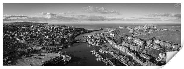 Whitby Black and White Print by Apollo Aerial Photography