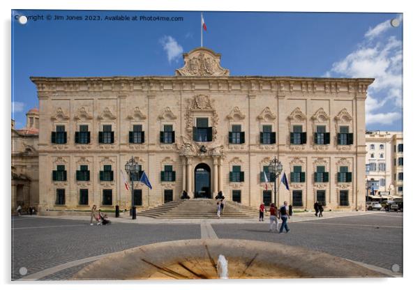 The Auberge de Castille, Valletta Acrylic by Jim Jones