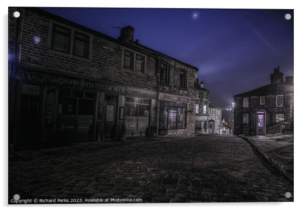 Haworth Brew Shop in the Moonlight Acrylic by Richard Perks
