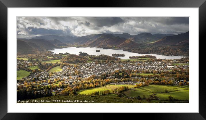 View over Keswick and Derwent Water Framed Mounted Print by Ray Pritchard