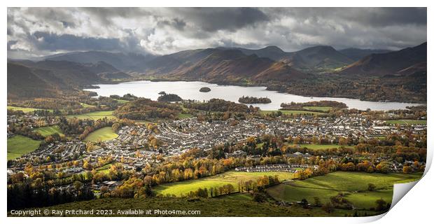 View over Keswick and Derwent Water Print by Ray Pritchard