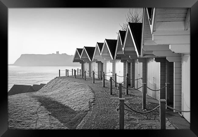 Scarborough Beach Huts and Castle Framed Print by Darren Galpin