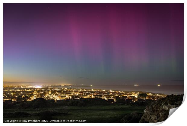 Aurora Over South Shields Print by Ray Pritchard