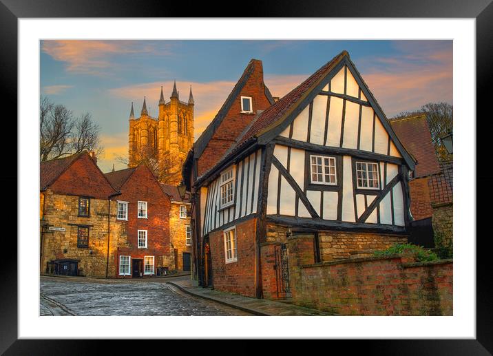 Lincoln Cathedral and Crooked House Framed Mounted Print by Alison Chambers