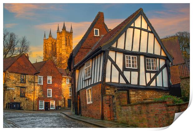 Lincoln Cathedral and Crooked House Print by Alison Chambers
