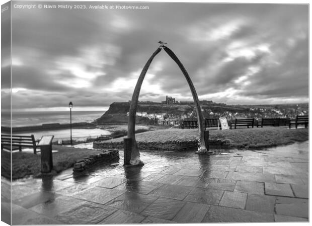 Whitby Whale Bones Arch Canvas Print by Navin Mistry