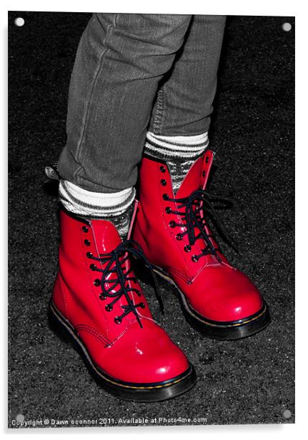 Red Boots Acrylic by Dawn O'Connor