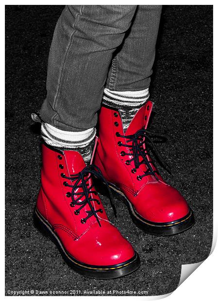 Red Boots Print by Dawn O'Connor