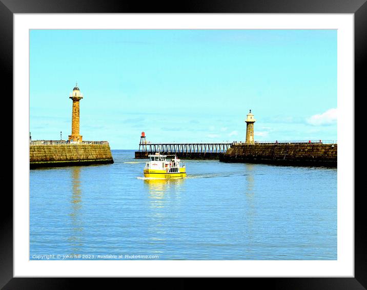 The Twin Piers, Whitby, Yorkshire. Framed Mounted Print by john hill