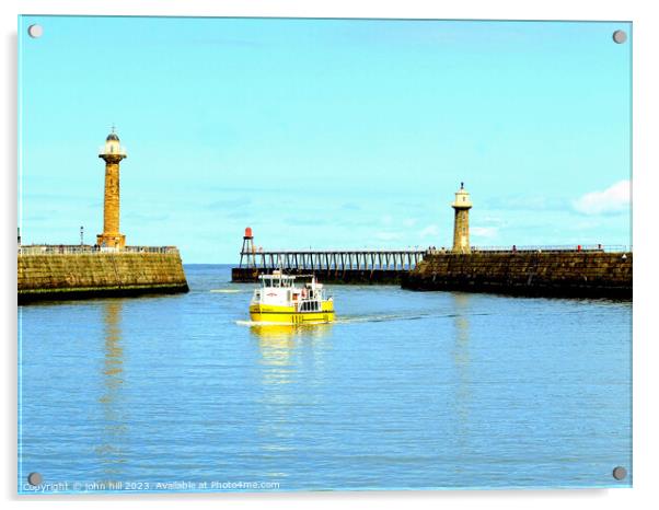 The Twin Piers, Whitby, Yorkshire. Acrylic by john hill