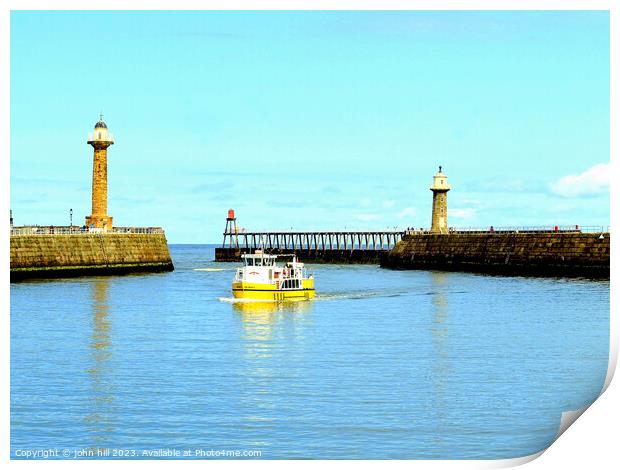 The Twin Piers, Whitby, Yorkshire. Print by john hill