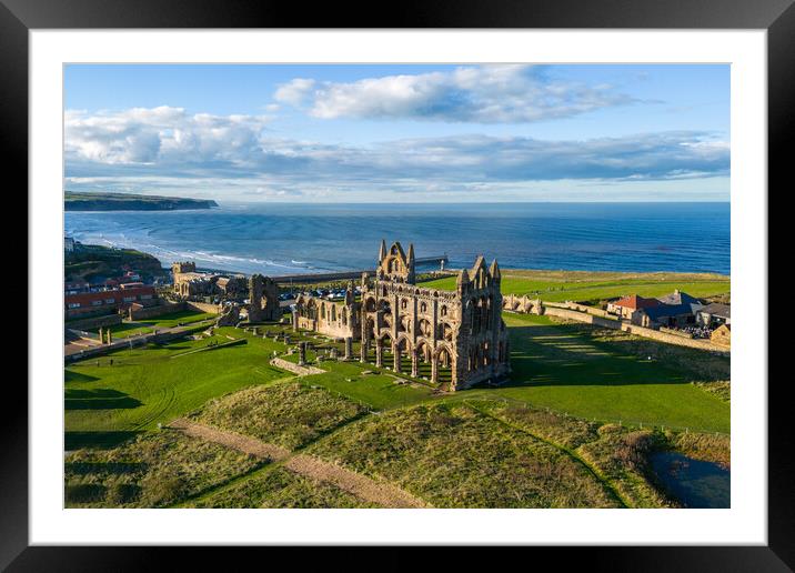 Whitby Abbey Aerial View Framed Mounted Print by Apollo Aerial Photography