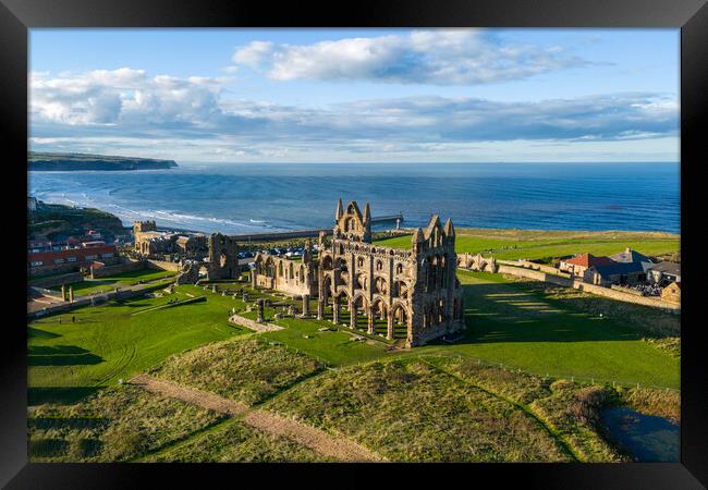 Whitby Abbey Aerial View Framed Print by Apollo Aerial Photography