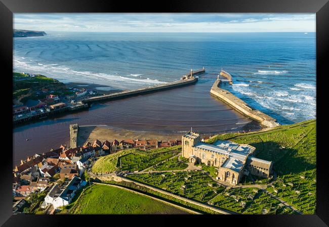 Church of St Marys Whitby Framed Print by Apollo Aerial Photography