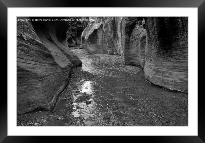 Willis Creek Slot Canyon (mono) Framed Mounted Print by Derek Daniel