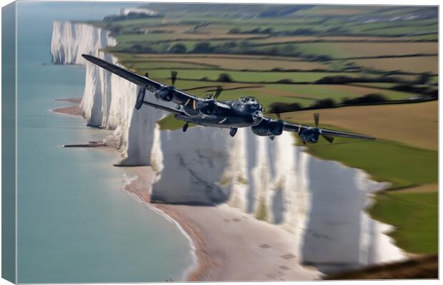 Lancaster over The Cliffs Canvas Print by J Biggadike