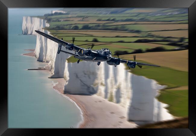 Lancaster over The Cliffs Framed Print by J Biggadike