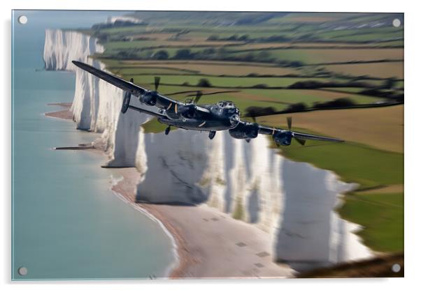Lancaster over The Cliffs Acrylic by J Biggadike