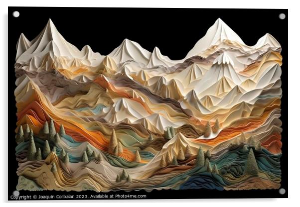 Illustration of a landscape created with folded ma Acrylic by Joaquin Corbalan