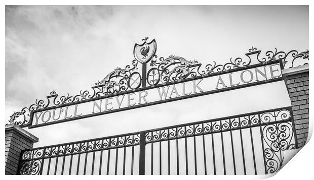 Looking up at the Shankly Gates Print by Jason Wells
