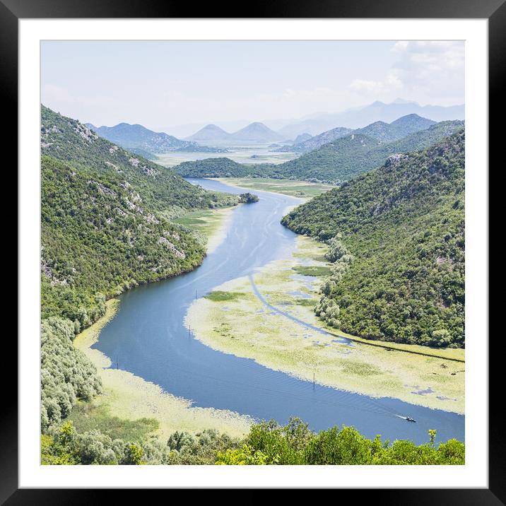 Green and blue view to Lake Skadar Framed Mounted Print by Jason Wells