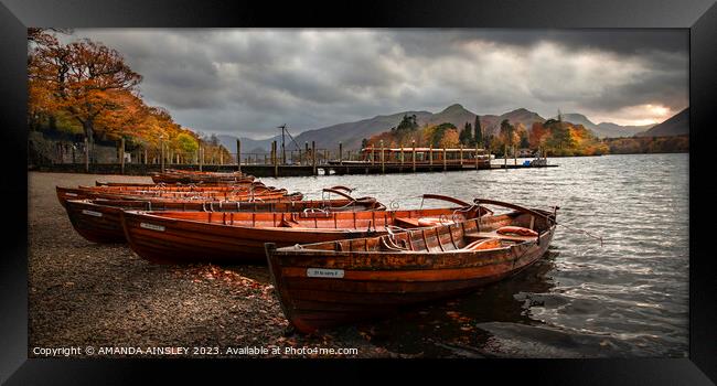 Rowing Boats on Derwent Water Framed Print by AMANDA AINSLEY