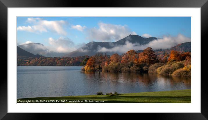 Misty Autumn Morning on Derwent Water Framed Mounted Print by AMANDA AINSLEY