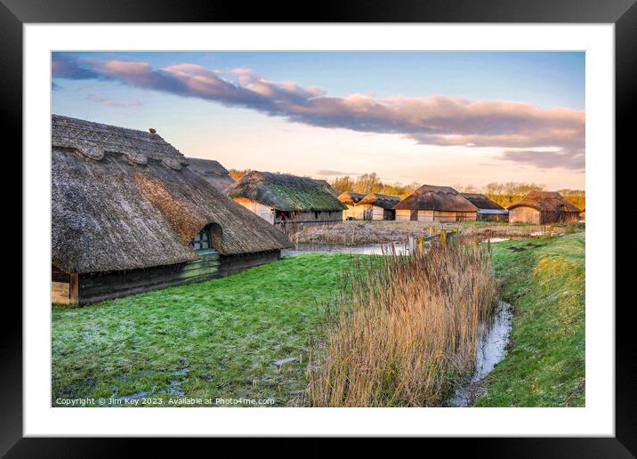 Thatched boat houses Hickling Broad Framed Mounted Print by Jim Key