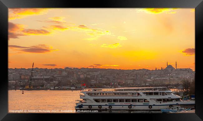 Istanbul Bosphorus Tour Boat Framed Print by Antony McAulay