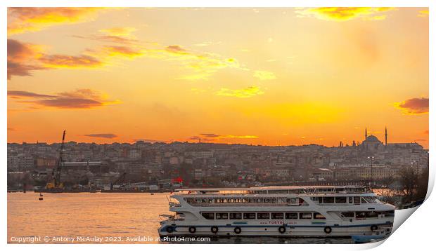 Istanbul Bosphorus Tour Boat Print by Antony McAulay