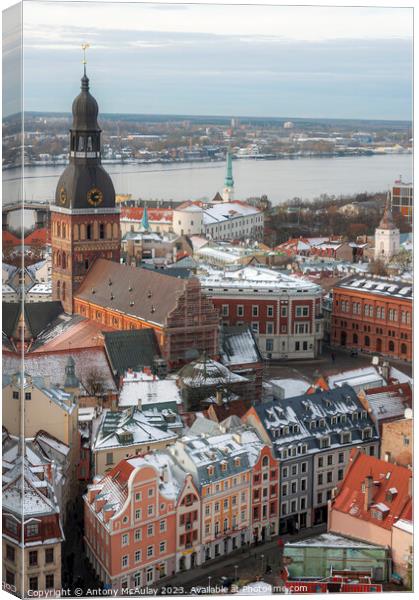 Riga Aerial View Canvas Print by Antony McAulay