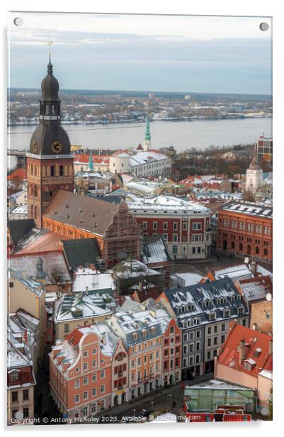 Riga Aerial View Acrylic by Antony McAulay