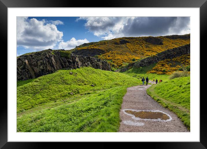 Hiking Trail In Holyrood Park In Edinburgh Framed Mounted Print by Artur Bogacki